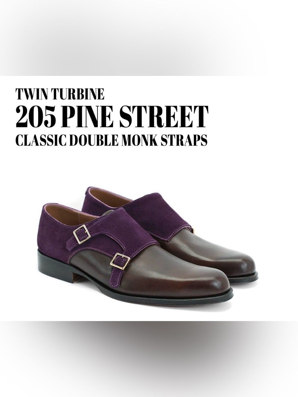 Fluevog VINT. EXCELLENT Twin Turbine 205 Pine Street brown/purple monk-strap-M8